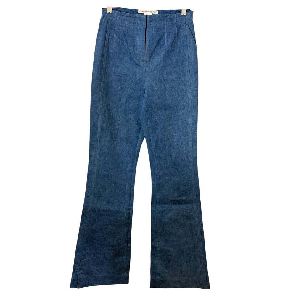 Veronica Beard Royce Pants Flare Blue Women’s Size 0 x 29.5 Split Hem Luxury